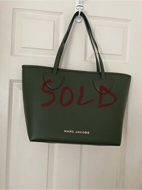 Marc Jacobs Olive Green Pebbled Leather Tote